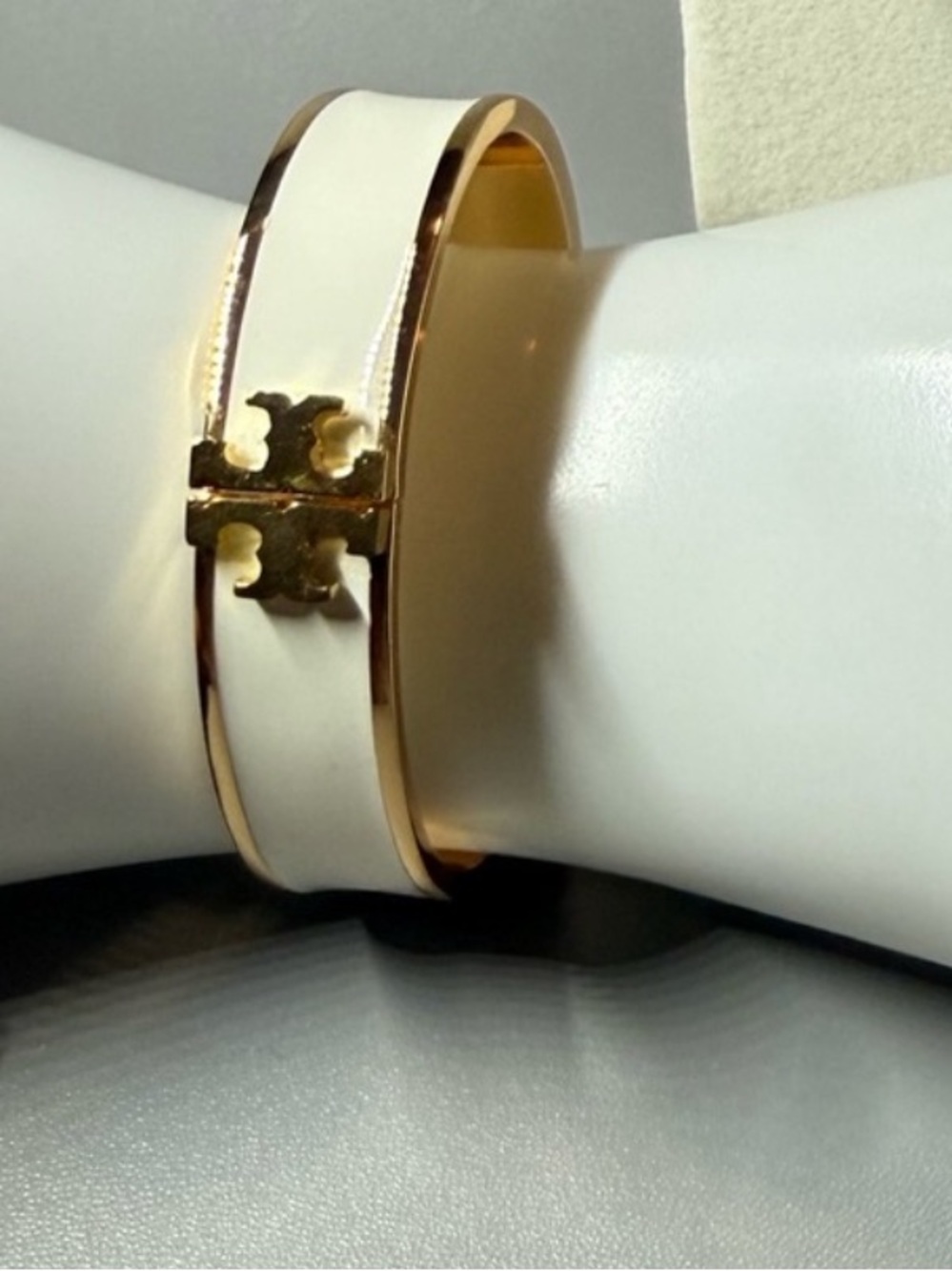 Tory Burch Cream Enamel and Gold Logo Bracelet - Picture 1 of 4